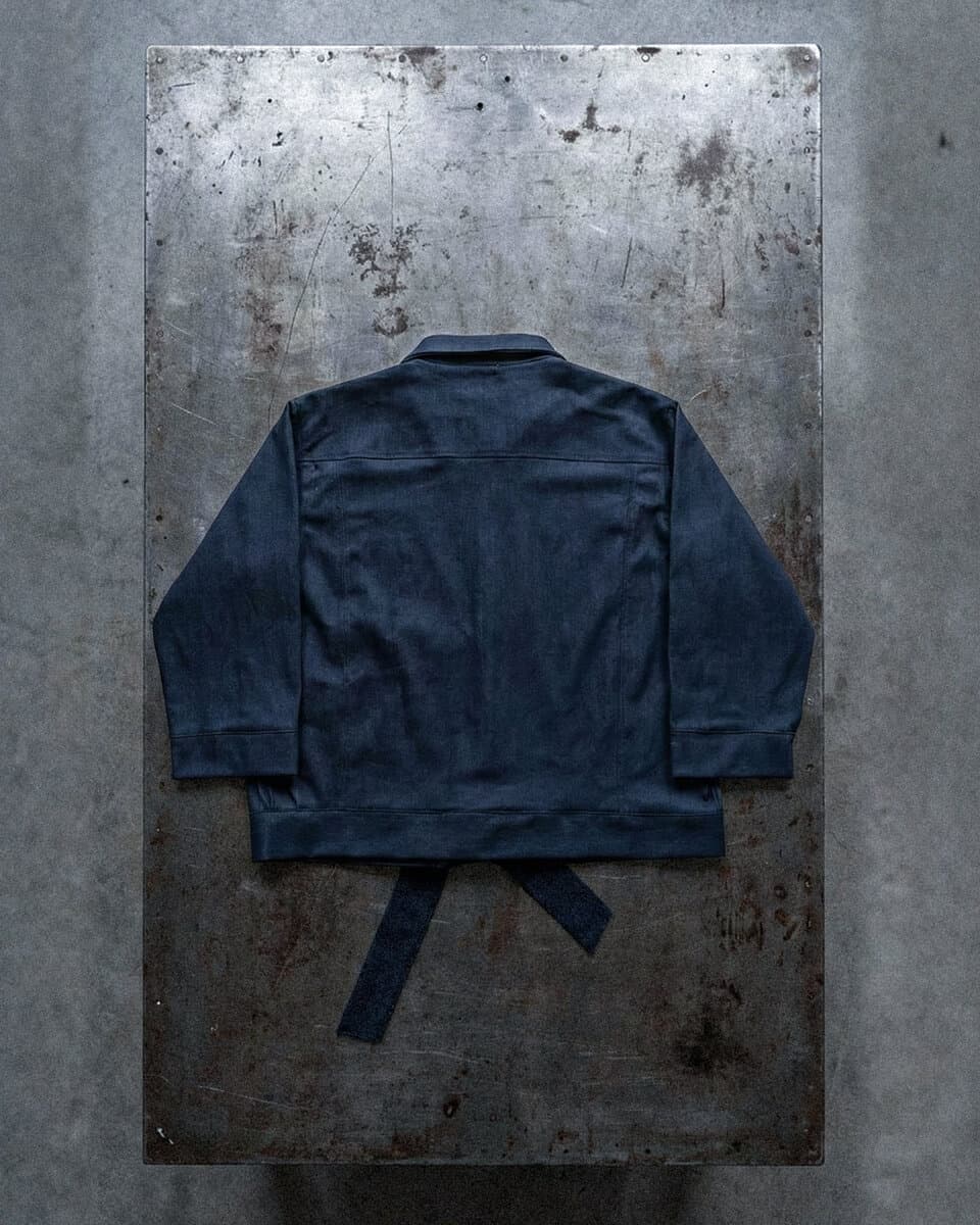Leather-Trimmed Raw Denim Jacket - image 3