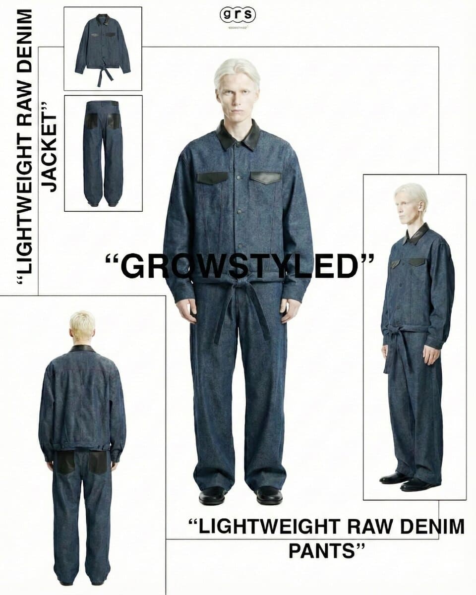 Leather-Trimmed Raw Denim Pants - image 5