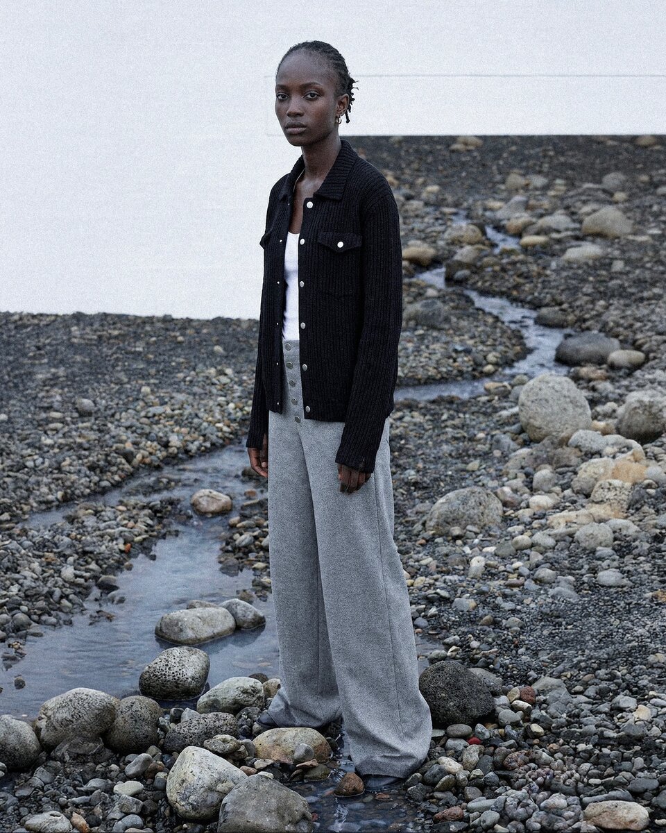 Wool Blend Relaxed Pants