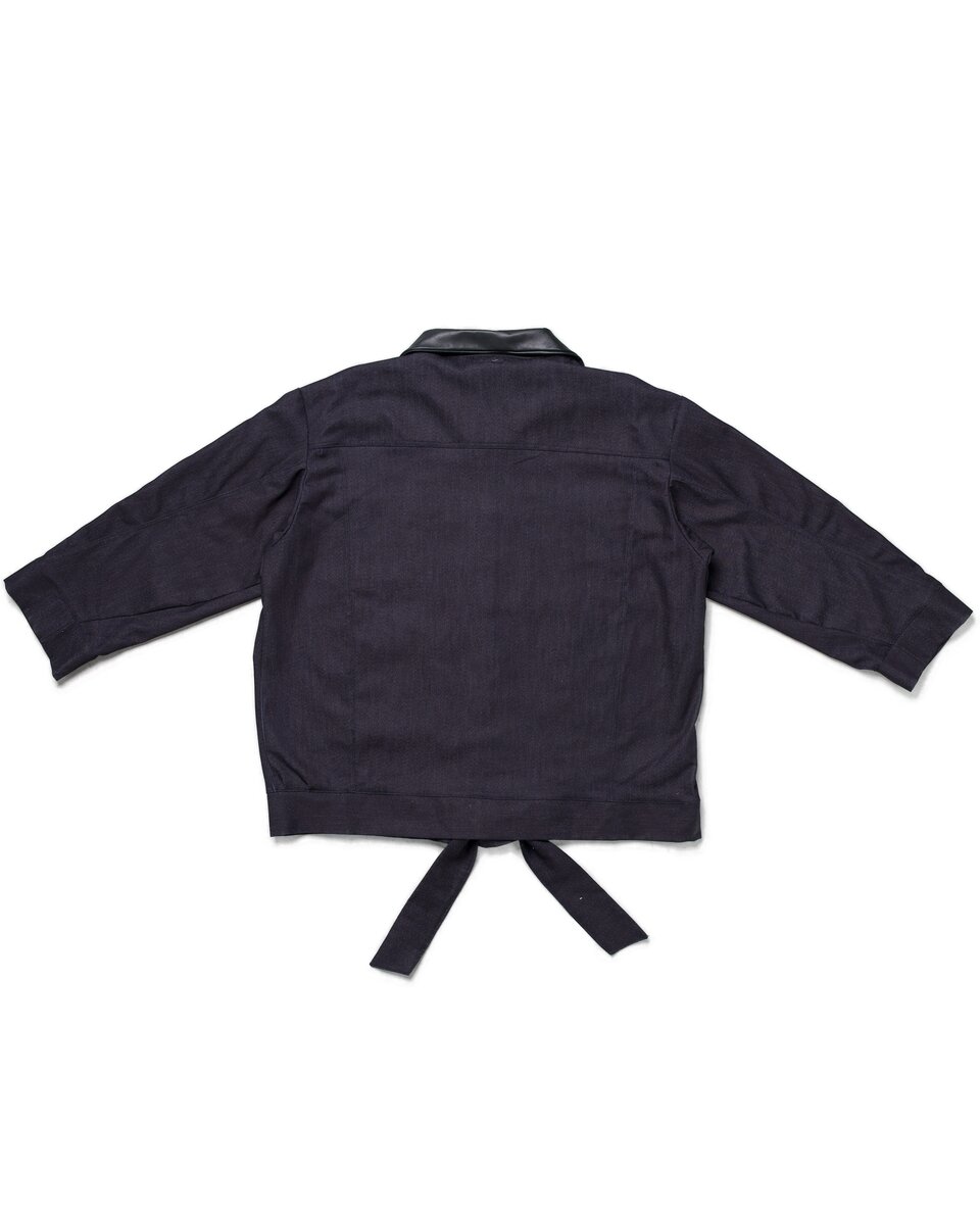 Leather-Trimmed Raw Denim Jacket - image 10