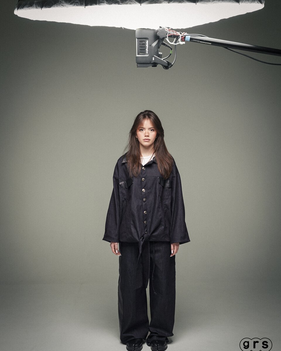 Leather-Trimmed Raw Denim Pants - image 1