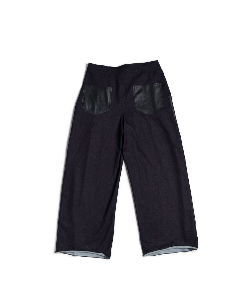 Leather-Trimmed Raw Denim Pants - image 10