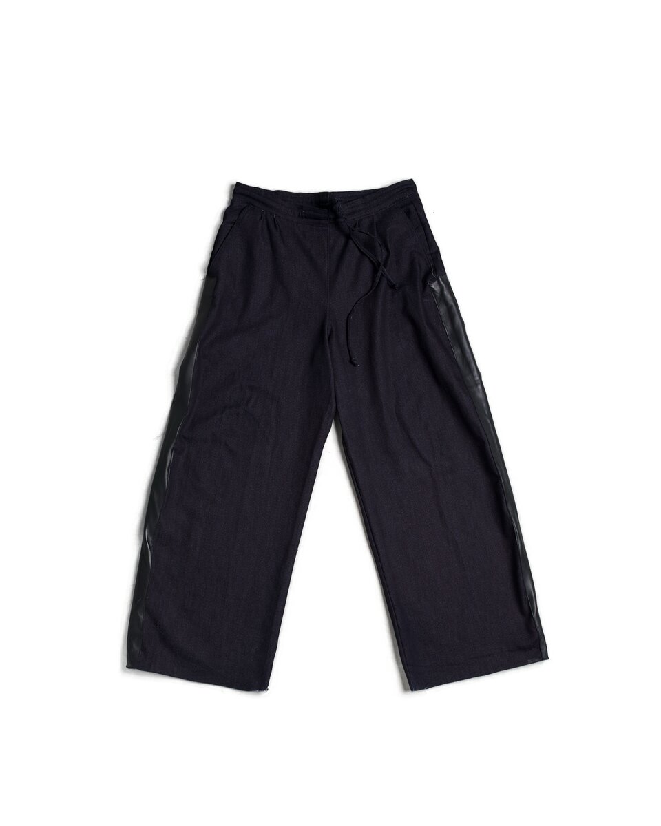 Leather-Trimmed Raw Denim Pants - image 9